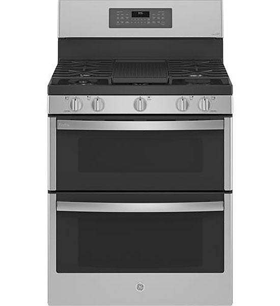 GE Profile 30 In. Fingerprint Resistant Stainless Steel Gas Double Oven Convection Range With No...