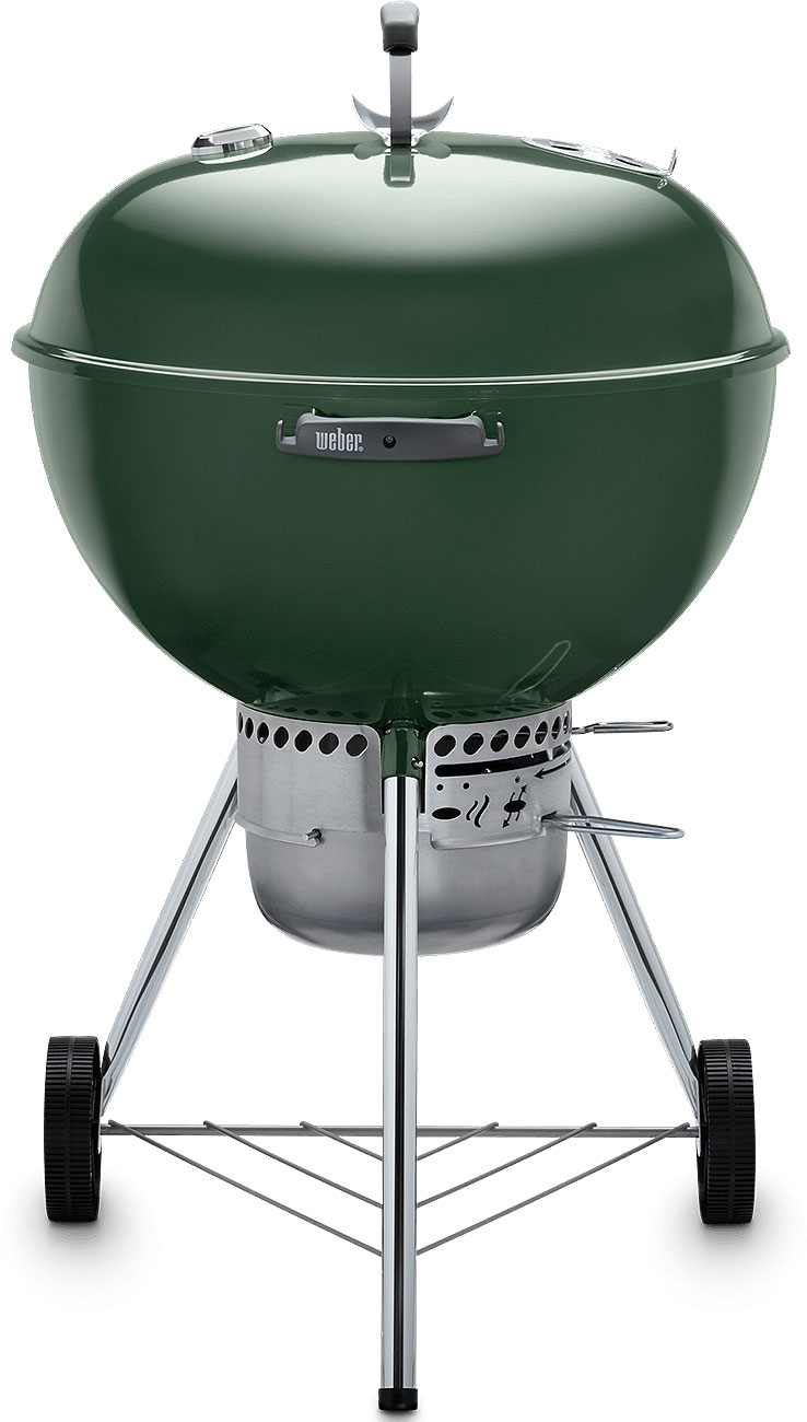 Front of a Weber 22" Original Kettle Premium Charcoal Grill in Green
