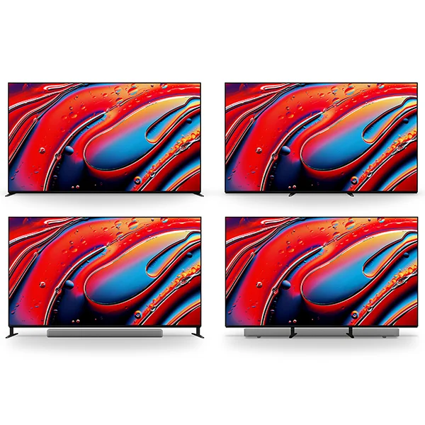 The Sony Bravia 9 displaying the four different TV stand setups it offers