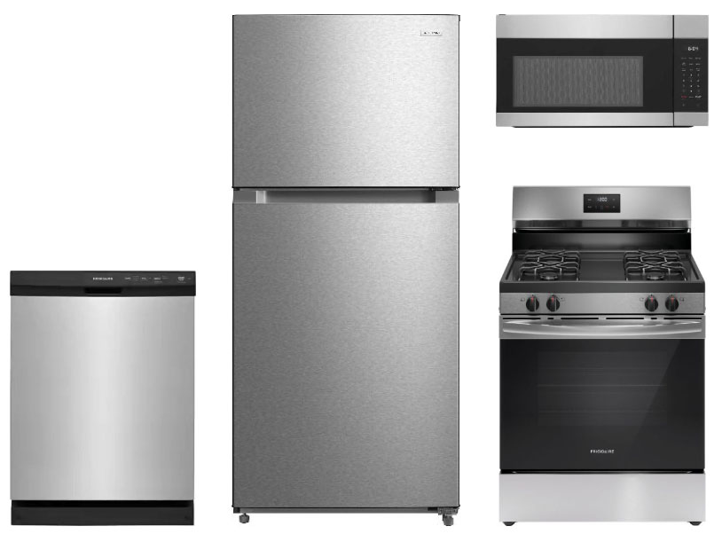 Front View of Stainless Steel Frigidaire Kitchen Package