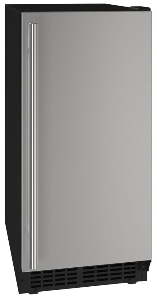 Angle view of ice maker in Stainless Solid.