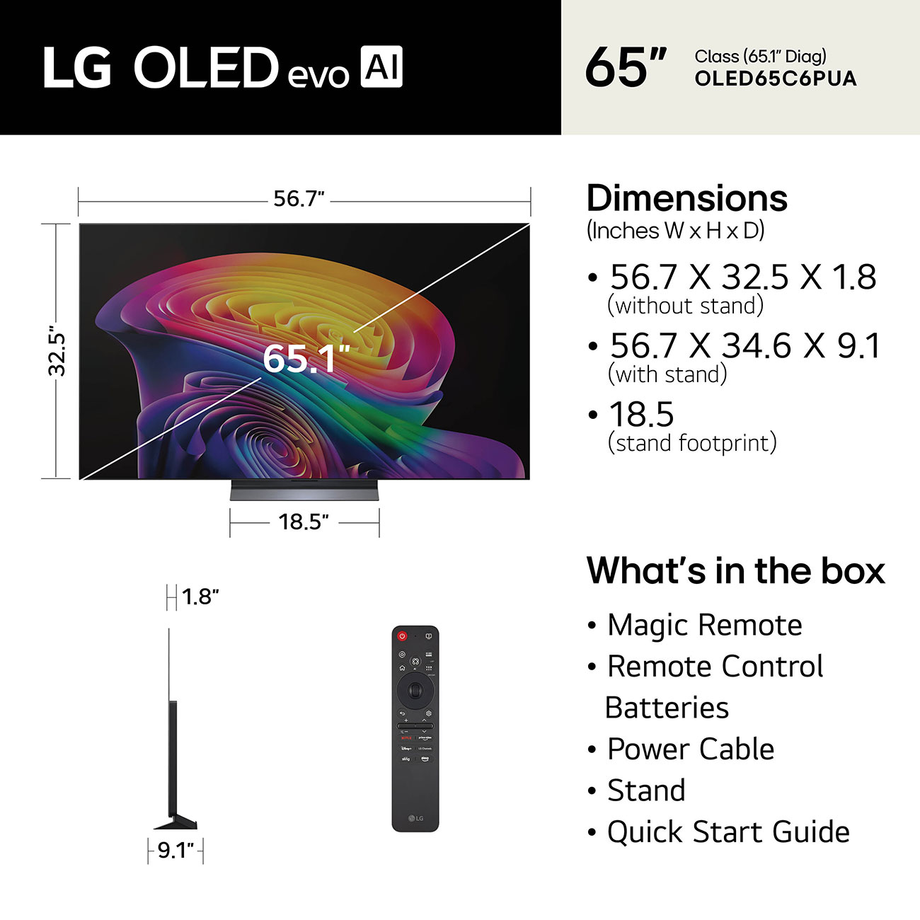 Infographic View of LG OLED Dimensions
