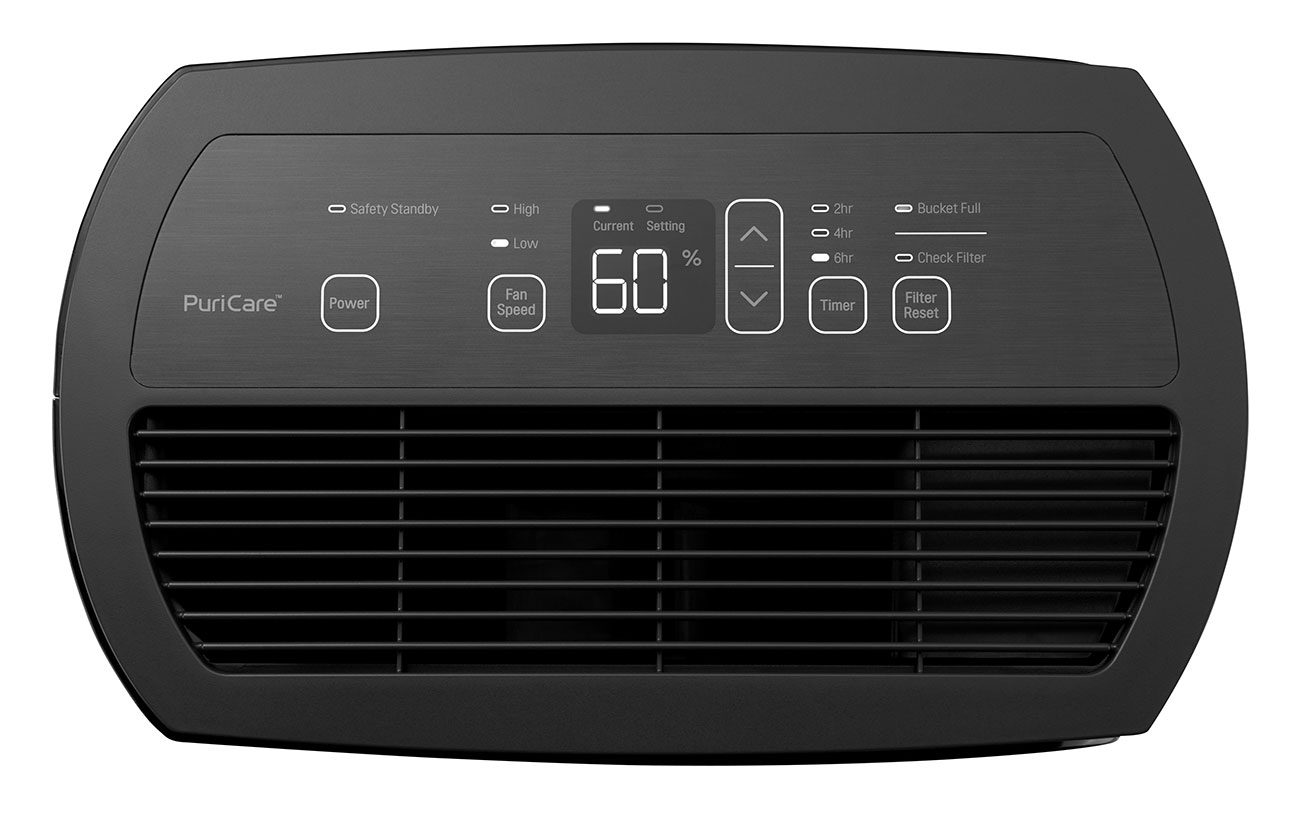 Top View of a Black 50 Pint Dehumidifier from LG