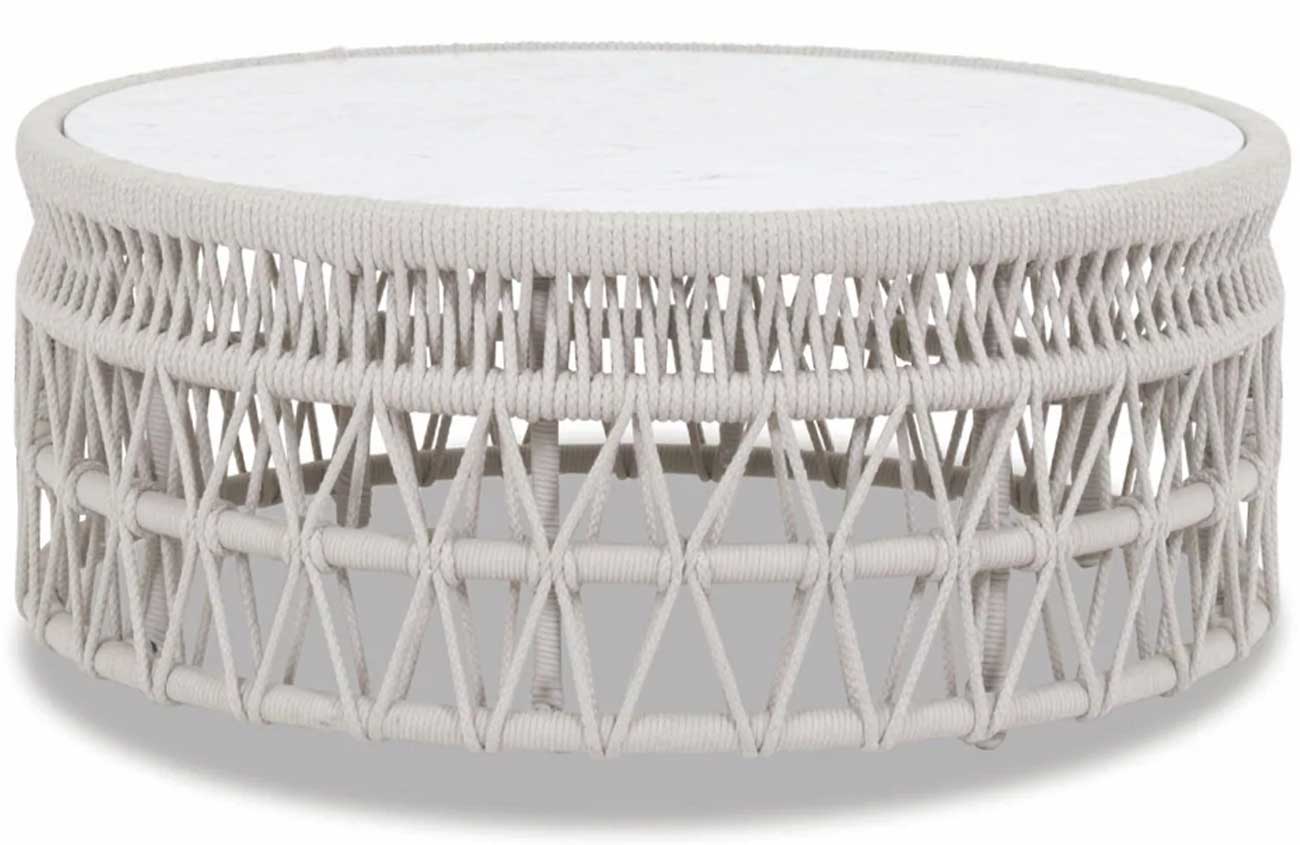 Sunset West Dana Coffee Table in Natural Linen | Carrara Stone - SW4301-CT