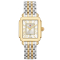 Michele Deco Madison Mid White Silver Sunray w/ Diamond Dial Two-Tone Silver & Gold Bracelet Watch, 31mm
