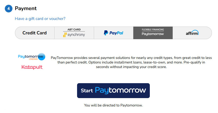 Paytomorrow Payment Options