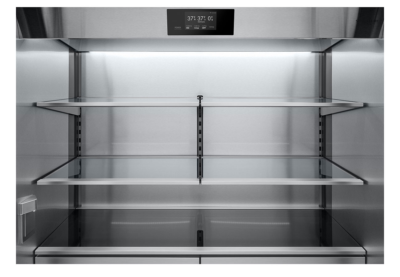 Closeup View of Refrigerator Shelves