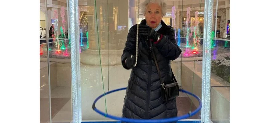 Paula Flanagan Greene in the Bubble machine at Abt's Atrium