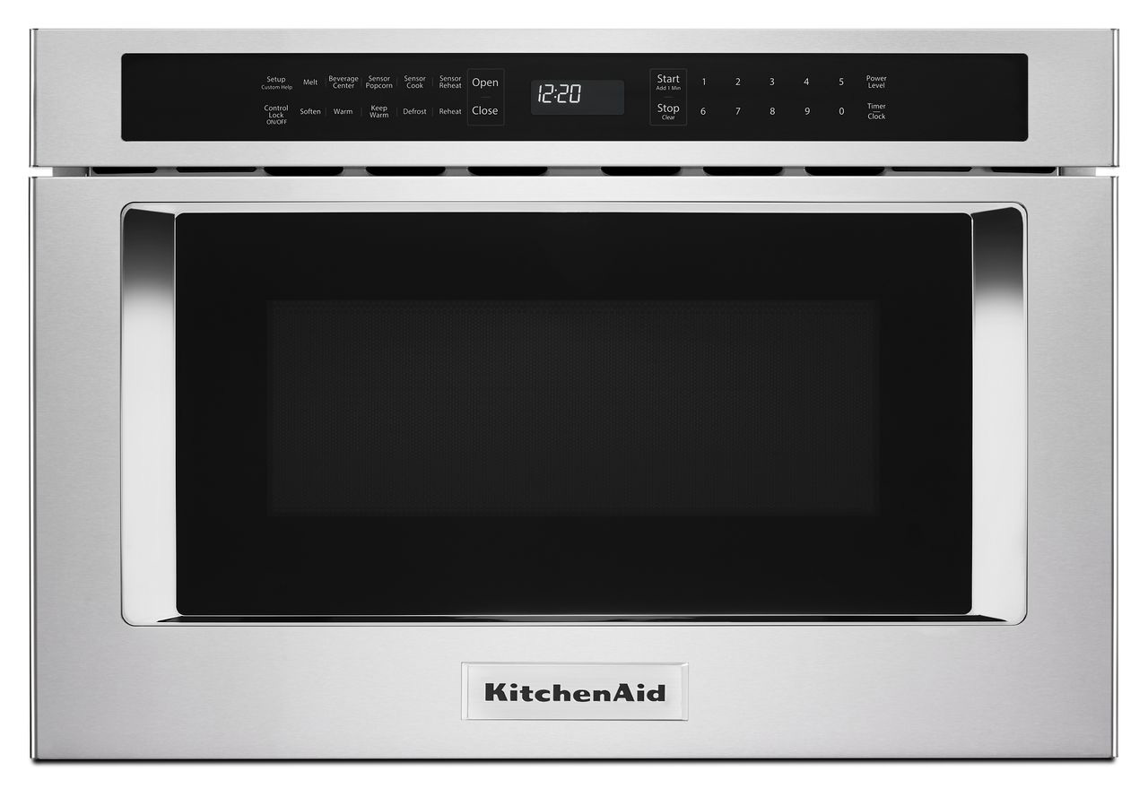 Front of microwave drawer in Stainless Steel.