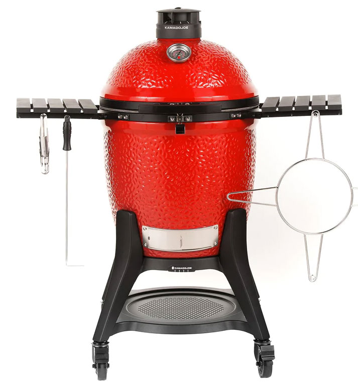 Front of a Kamado Joe Classic Joe III 18" Ceramic Grill in Red