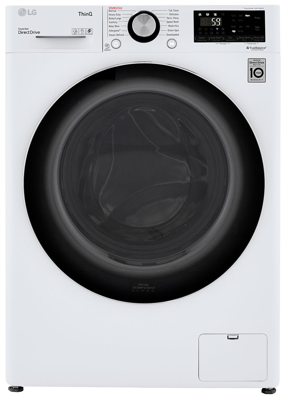 Front of washer & dryer combo in White.