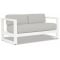 Sunset West Newport Loveseat in Satin White | Cast Silver Sunbrella