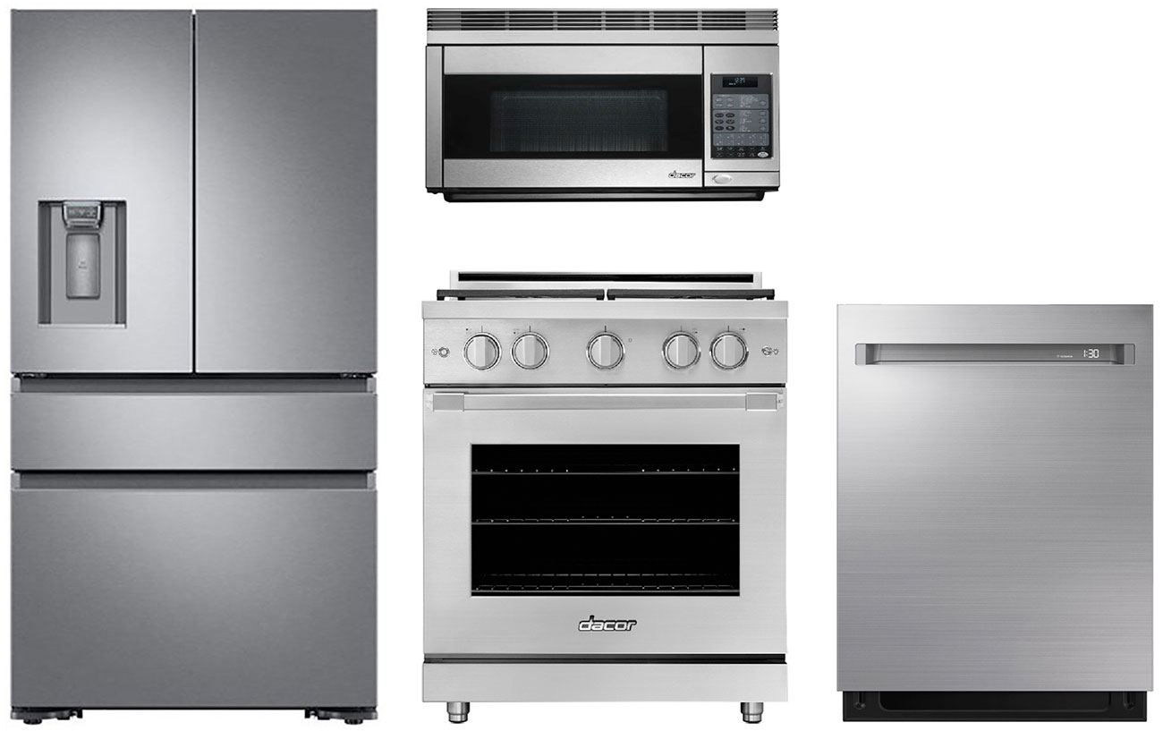 Dacor 36" Silver French Door Refrigerator with Gas Range Package