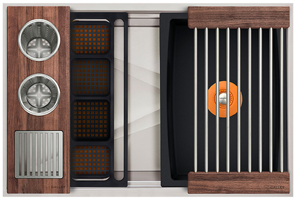 Aerial view of WashStation 30S in American Black Walnut.