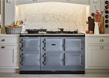 A stylish kitchen equipped with an Aga Classic Range stove and oven, emphasizing both elegance and culinary efficiencyr