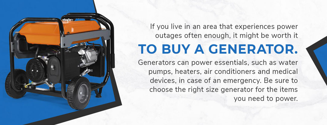 How to Buy Generator Guide graphic with an orange generator