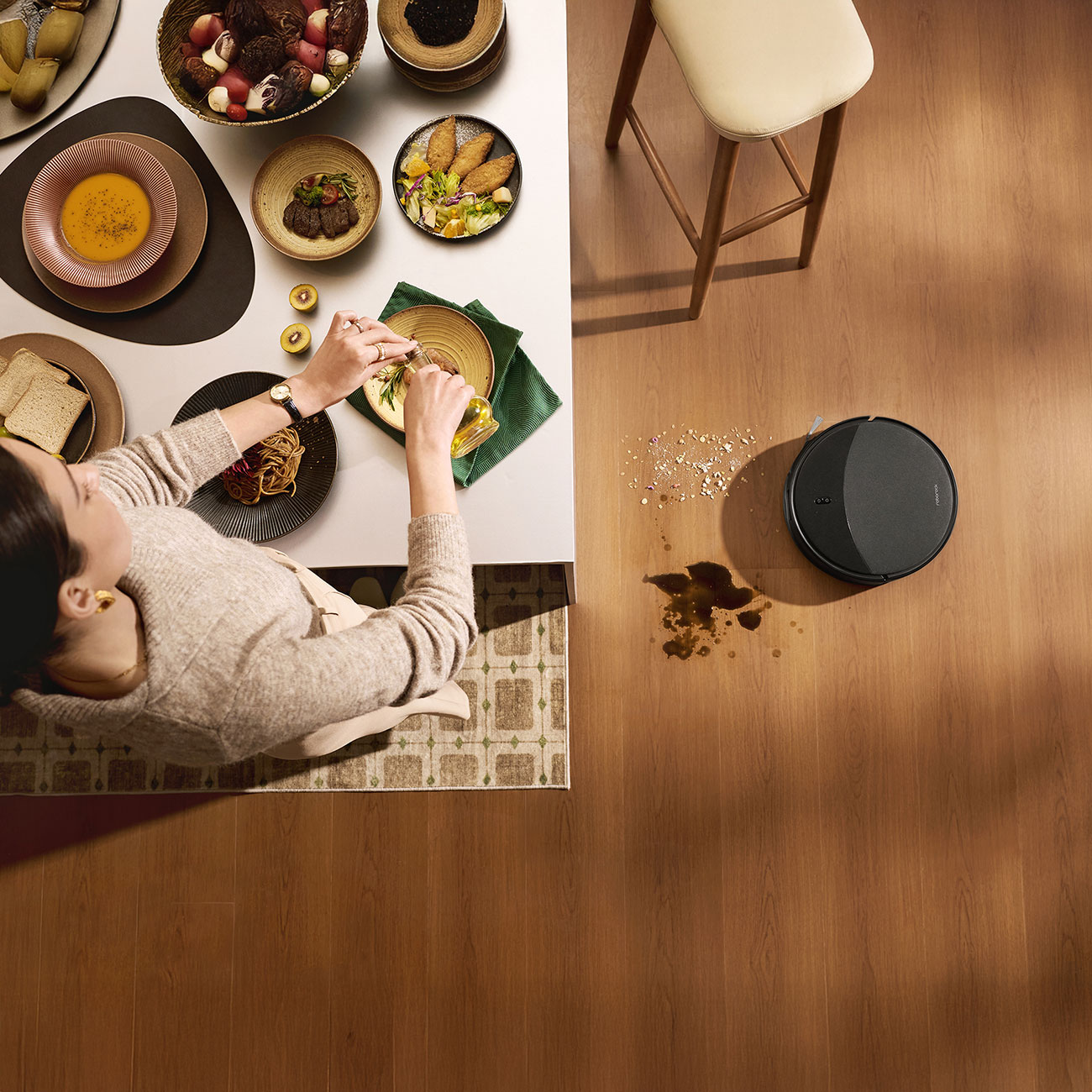 Lifestyle View of Robot Vacuum in Kitchen