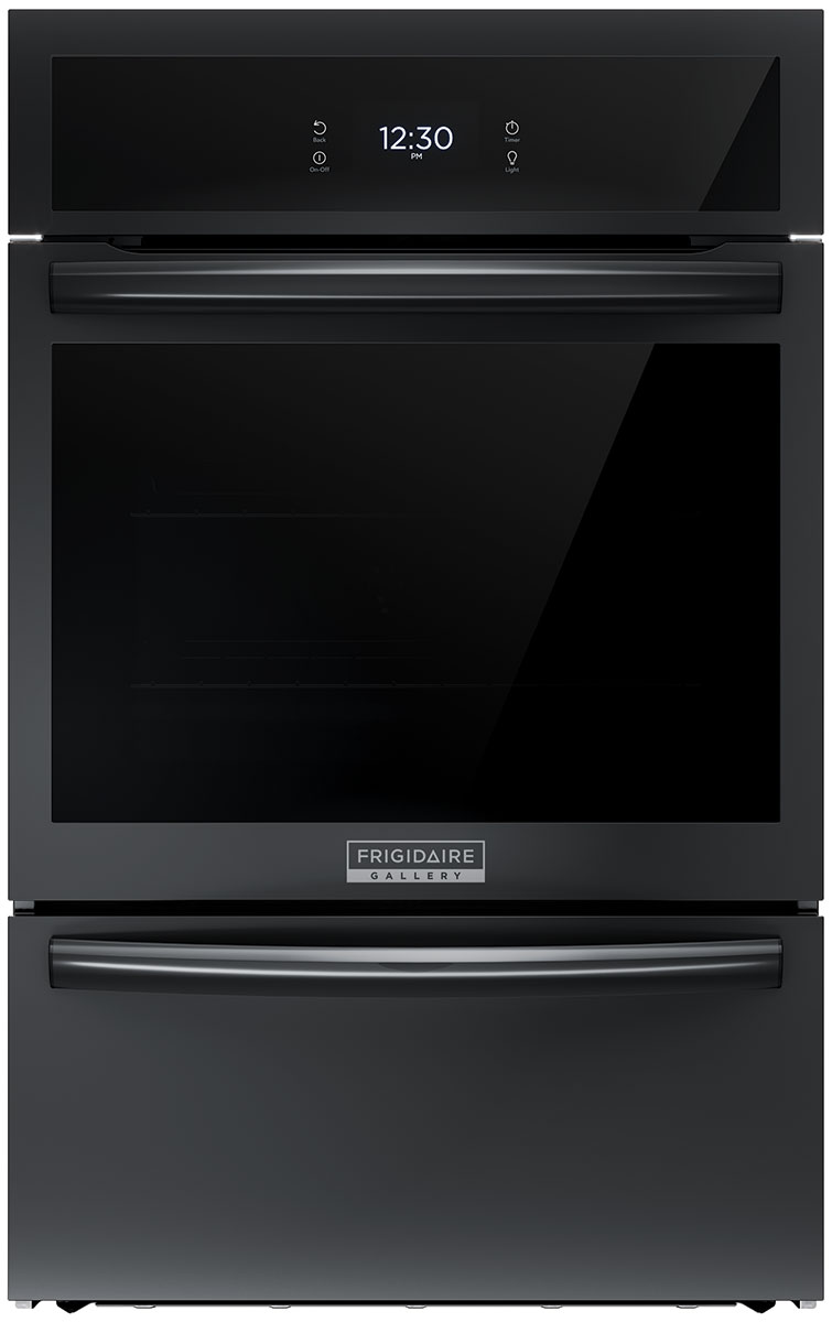 Front of wall oven in Black.