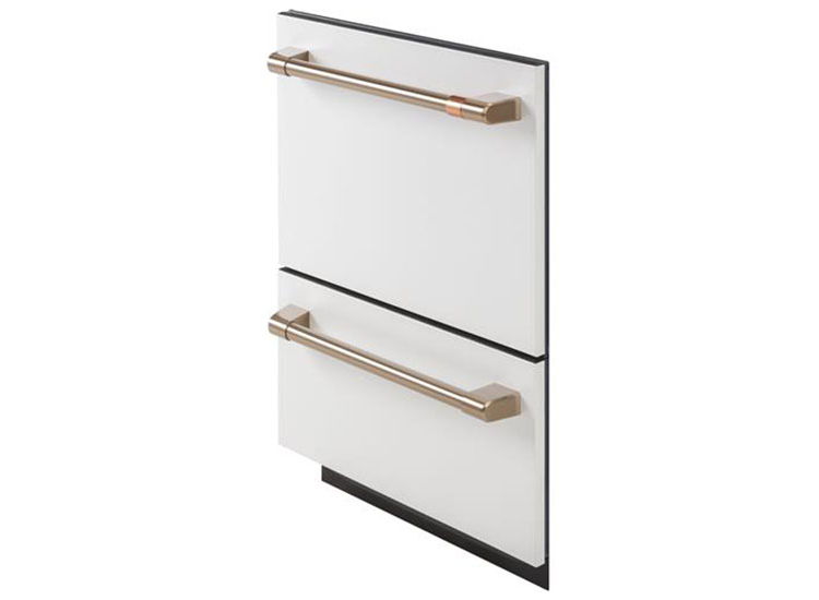 Cafe 24" Matte White With Brushed Bronze Dishwasher Drawer - CDD420P4TW2