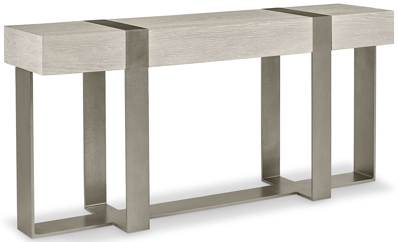 Bernhardt Tempo Console Table in Larza | Satin Nickel