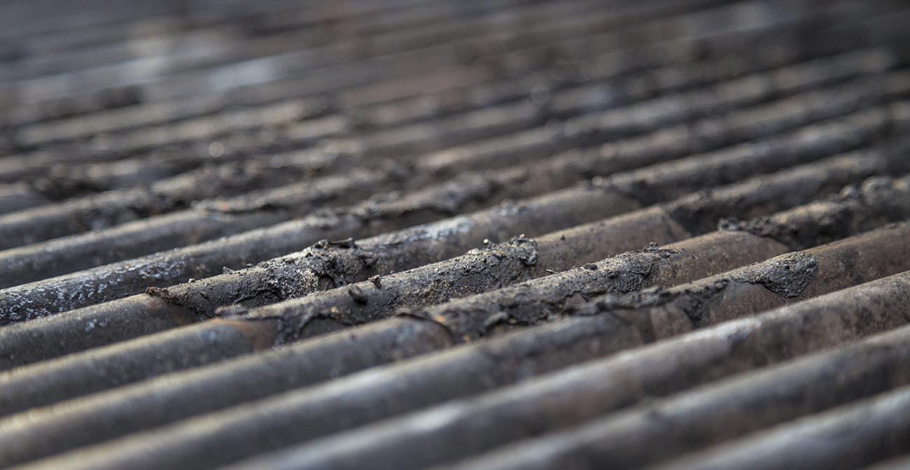 Close up of a gas grill surface