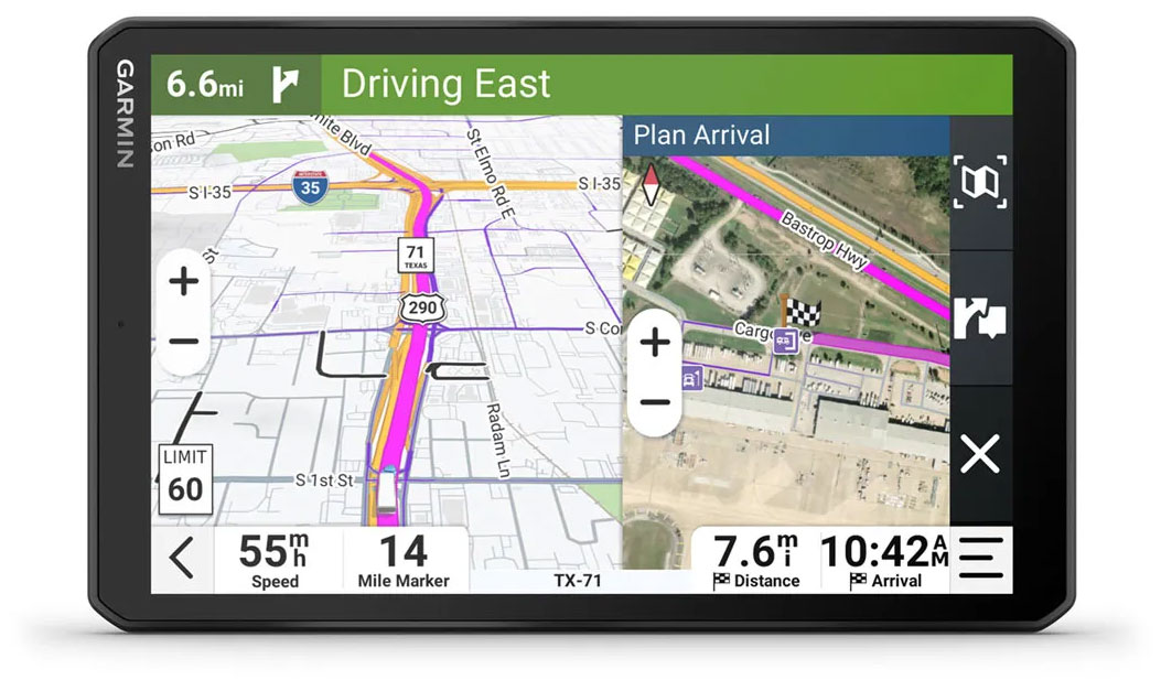 Front View Of The Garmin dezl OTR820 Trucking GPS In Black Finish
