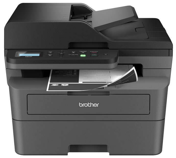 Front View Of The Brother Laser Printer All-In-One Monochrome Wireless Compact In Black Finish