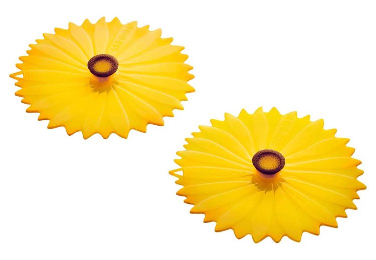 Large image of Charles Viancin 4" Set of 2 Sunflower Silicone Drink Covers