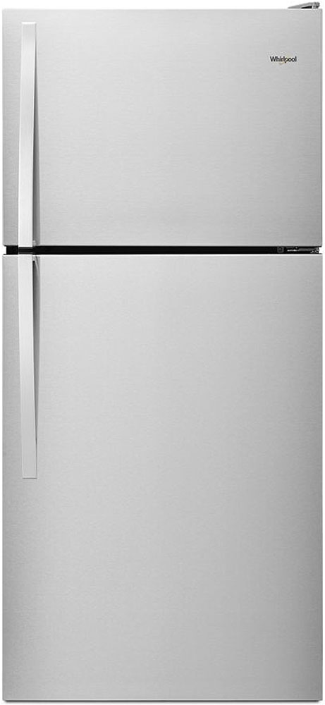Front view of Monochromatic Stainless Steel Top-Freezer Refrigerator