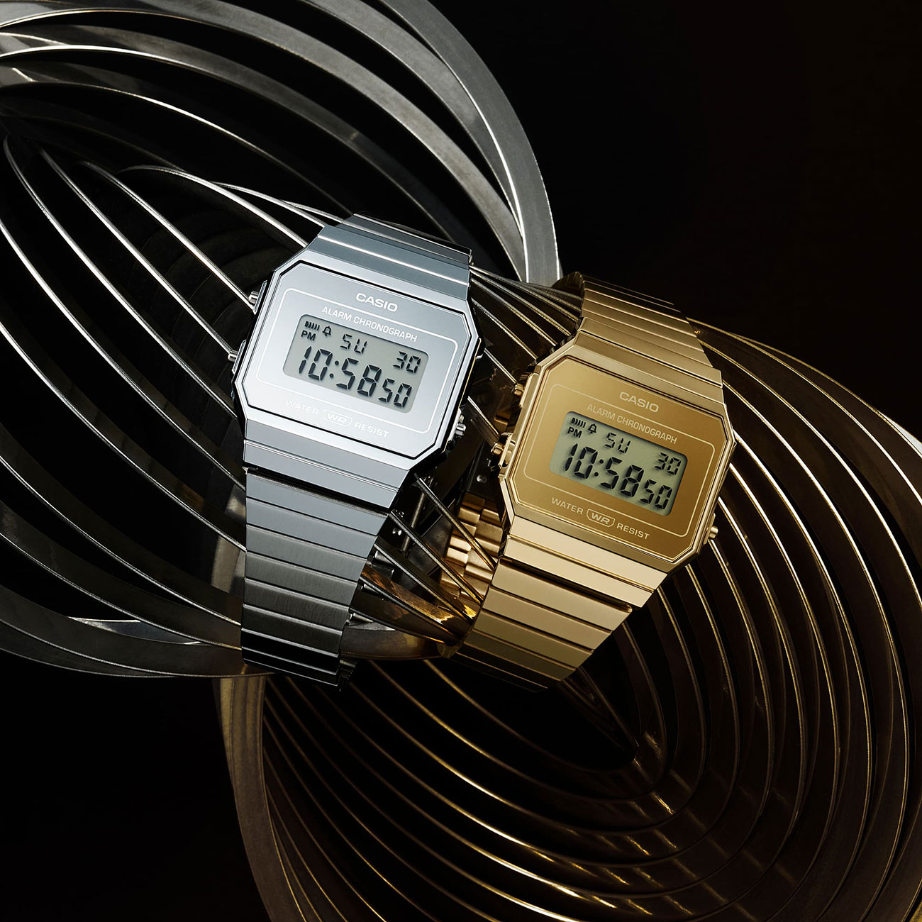 View of Casio Watch on Black Background