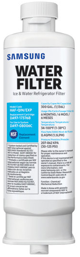 Front View of Samsung Refrigerator Water Filter