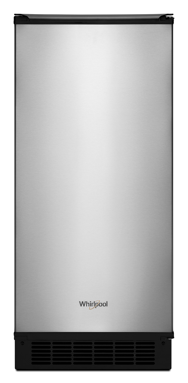 Front of ice maker in Fingerprint Resistant Stainless Steel.