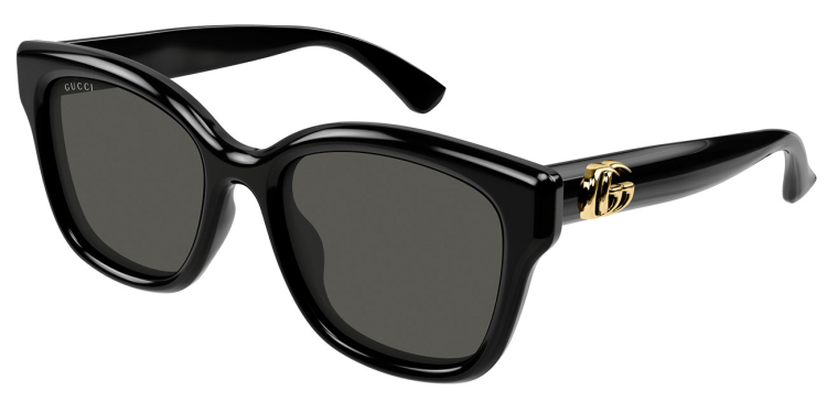Womens Gucci Black Gold G Emblem Sunglasses Gucci GG 1254S 001 Logo Black Gold Shades Grey Oversized  main image 2