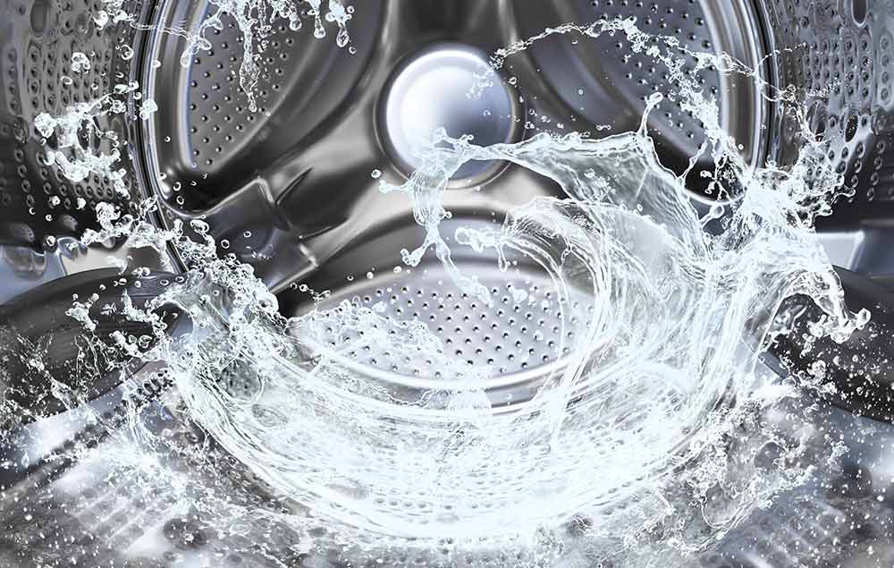 Inside of a washing machine showing water agitation