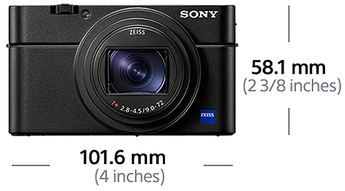 Front of camera with the width and height measurements.