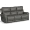 Flexsteel Carter Power Reclining Sofa with Console and Power Headrests and Lumbar in Smoke Fabric