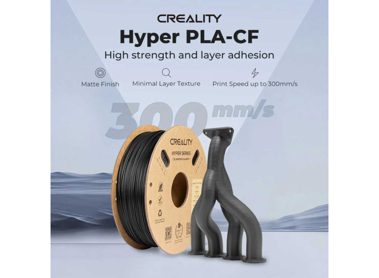 Creality Hyper Series PLA Carbon Fiber 3D Printing Filament 1kg in Matte Black - 3301060015