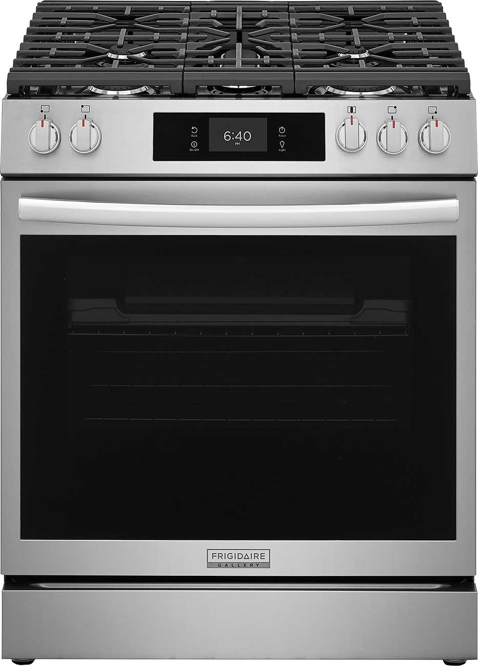 Frigidaire Gallery Front Control Gas Range 30-Inch with Stone-Baked Pizza - GCFG3070BF