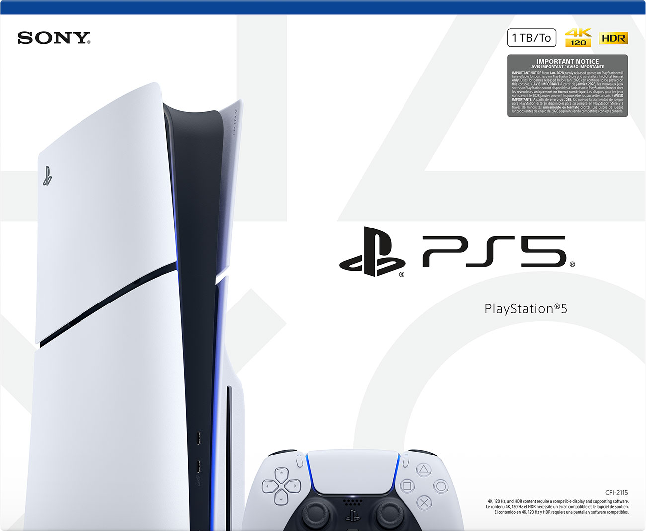 Front Left View of Sony PlayStation 5 PS5 Packaging Box