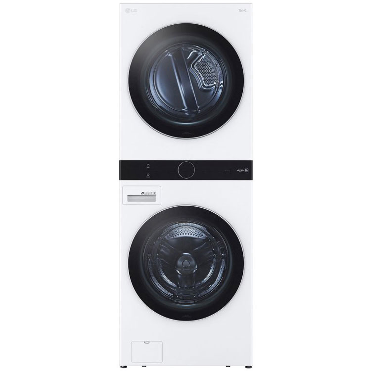 Front Image of Stacked Washer and Dryer in White