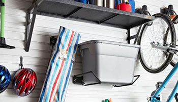 Garage storage mounted on the wall