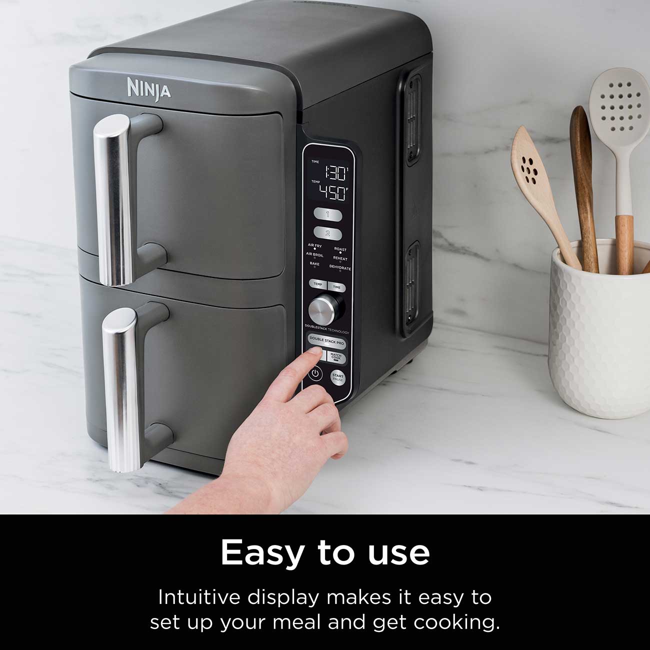 DoubleStack XL 2-Basket 10-Qt. Air Fryer Easy Use Detail