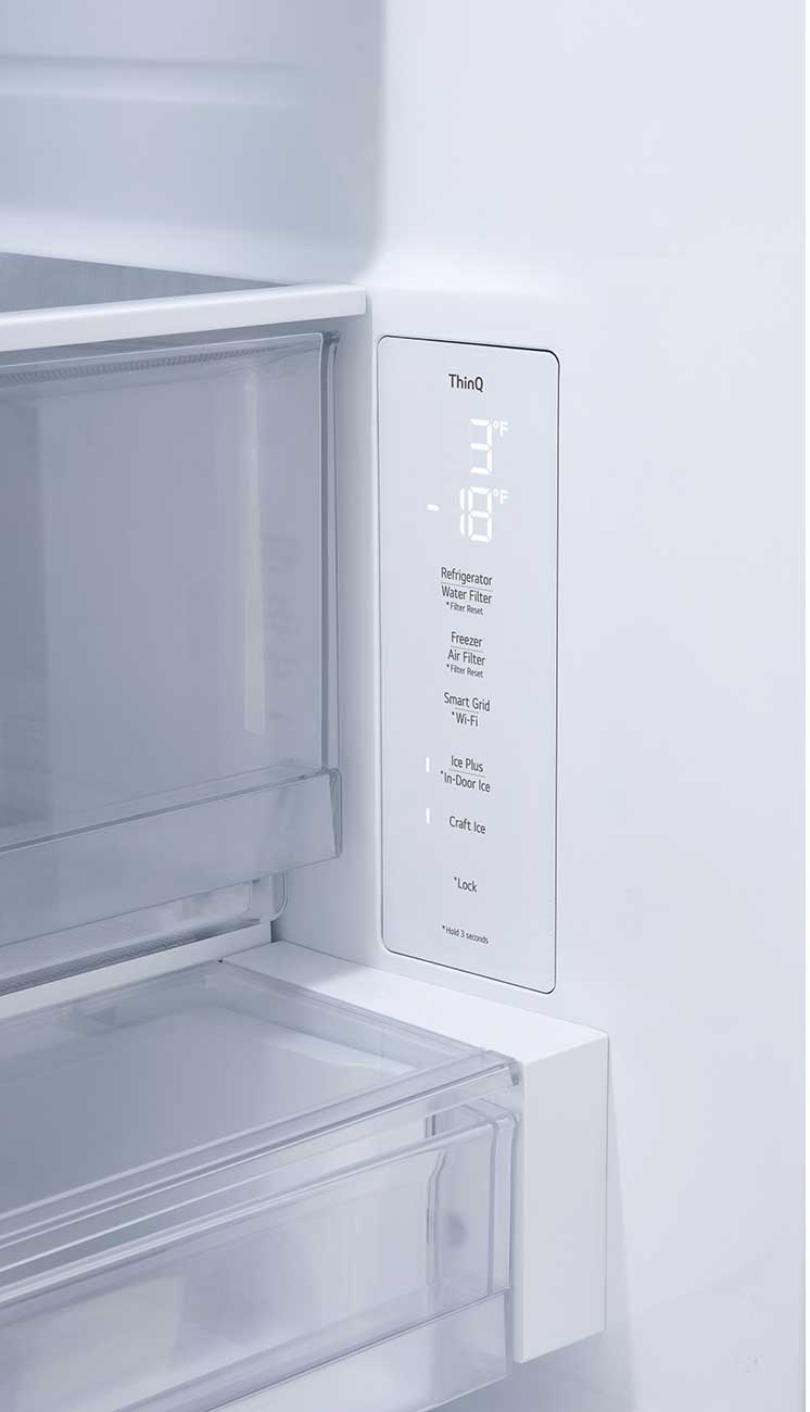 Controls view of LG French Door Refrigerator