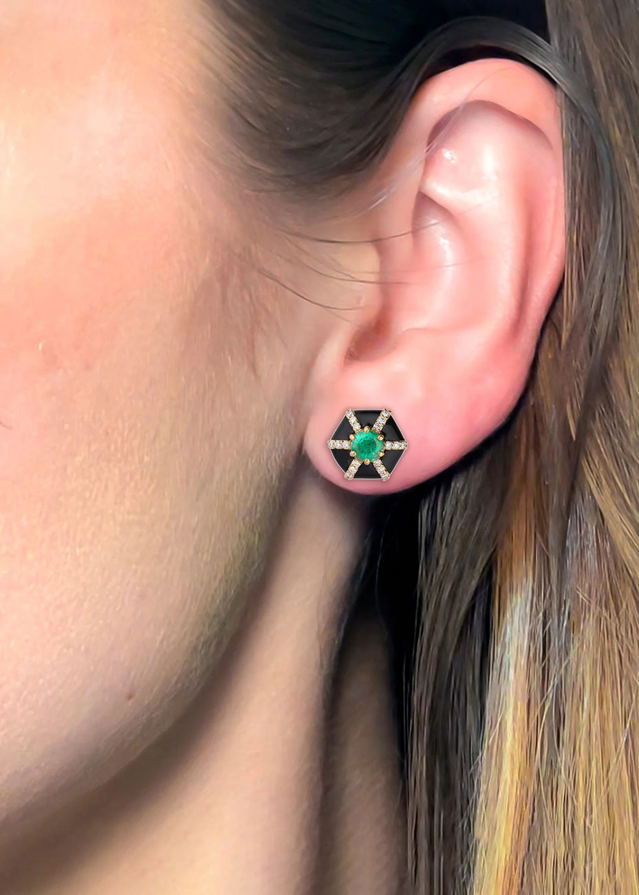 Goshwara - JE0458-EM-ENBLK-Y - Earrings