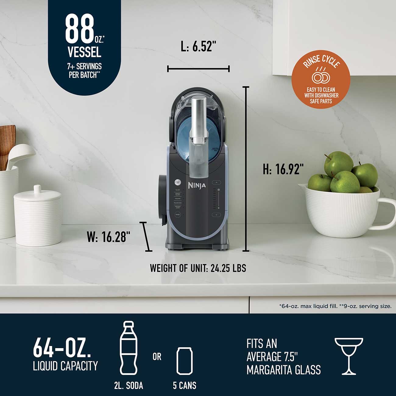 SLUSHi 88 Oz. Professional Frozen Drink Maker Specs Detail