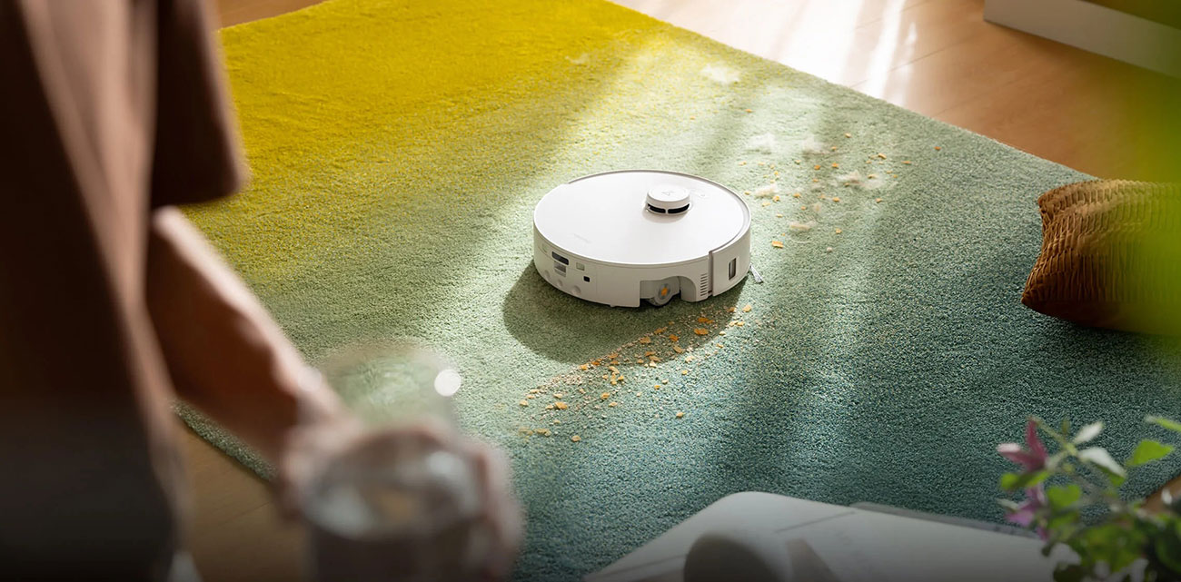 View of Roborock Robot Vacuum on rug