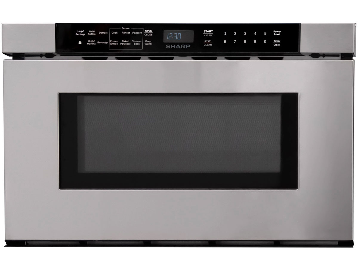 Front of microwave drawer in Stainless Steel.