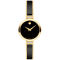 Movado Moda Black Dial Yellow Gold PVD Bangle Bracelet, 24mm