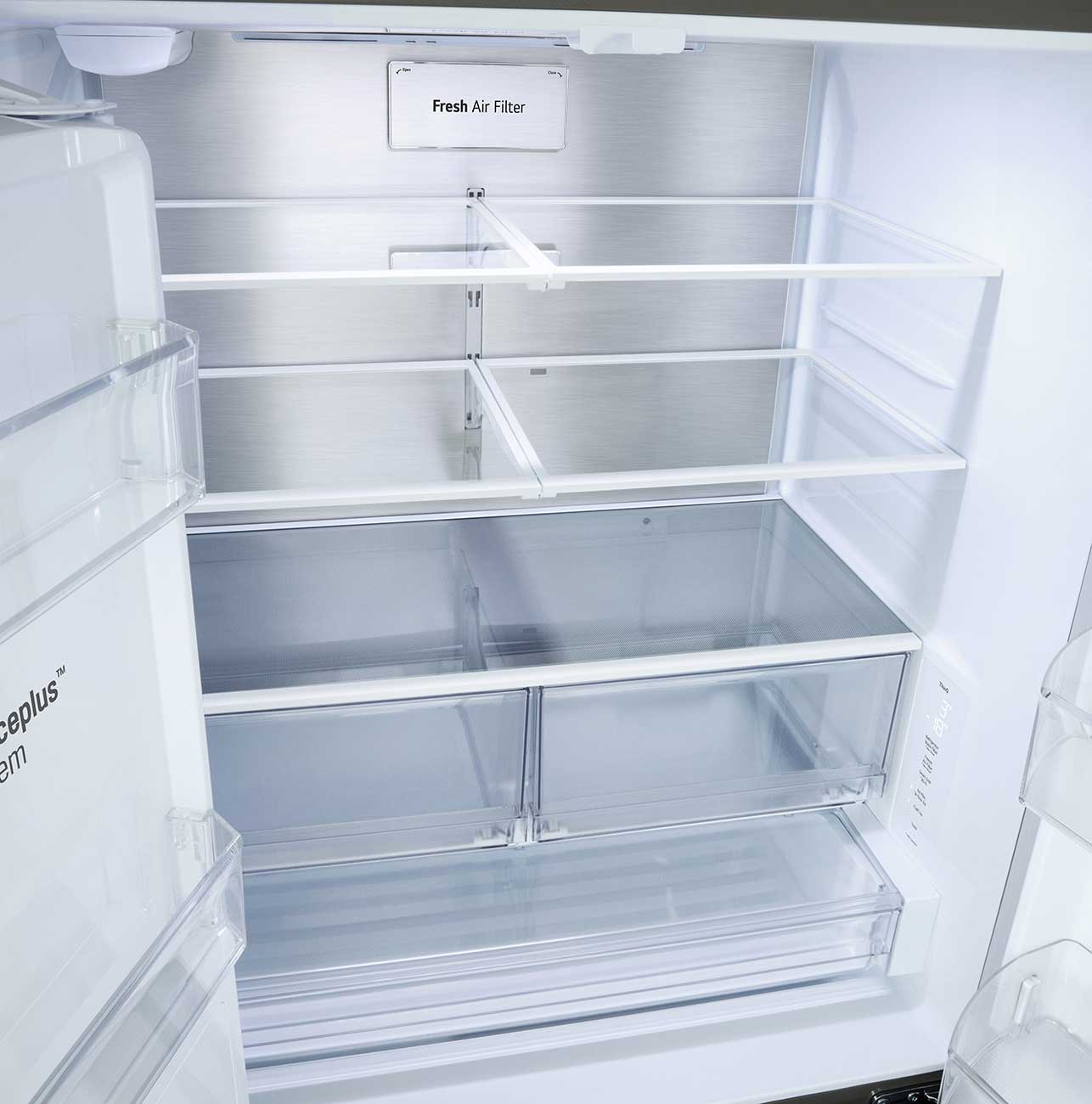 Shelves view of LG French Door Refrigerator