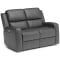 Flexsteel Linden Gray Leather Power Reclining Loveseat with Power Headrests & Lumbar